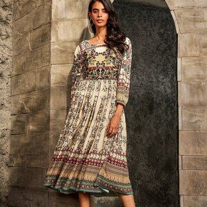 Bhanuni By Jyoti Women's Far Fields Dress 4 Beaded Midi Maxi Indian Peasant Boho